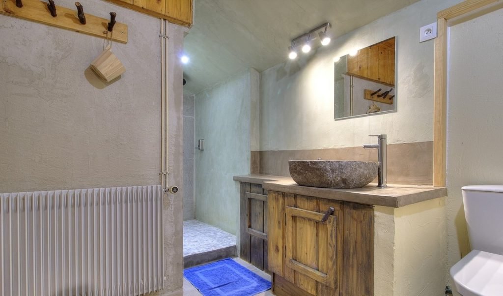 Bathroom with stone basin